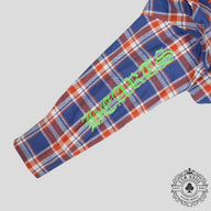 Chrome Heart Sleeve Logo Flannel Shirt in Blue/Red