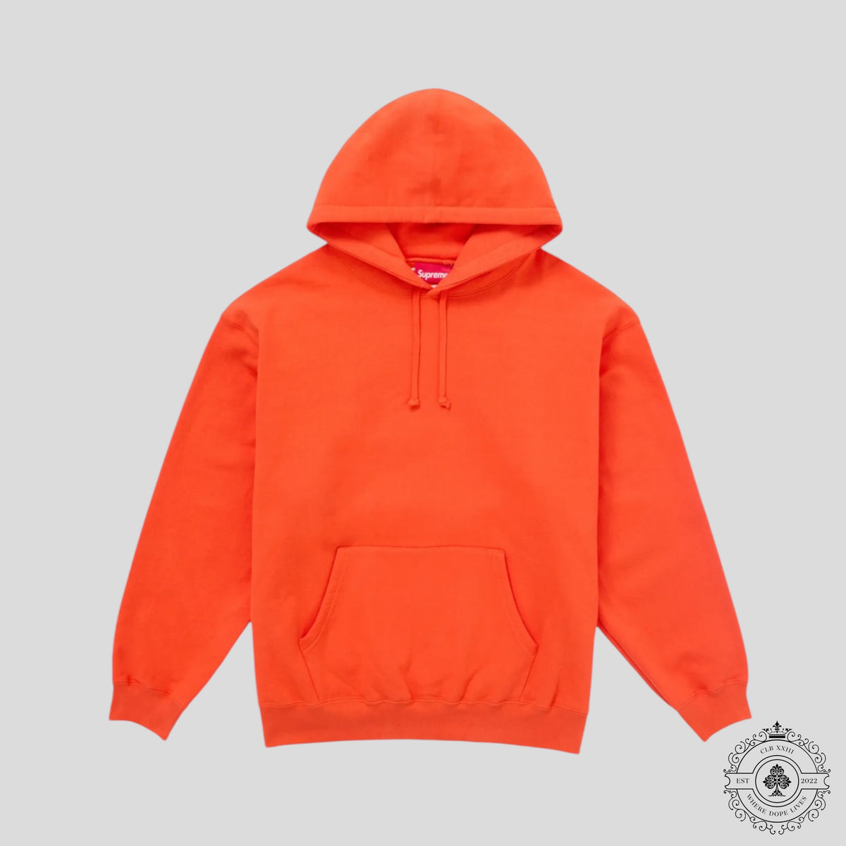 Supreme Satin Applique Hooded Sweatshirt in Bright Orange