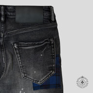 Purple Brand P001 Flannel Patch Skinny Jeans in Aged Black