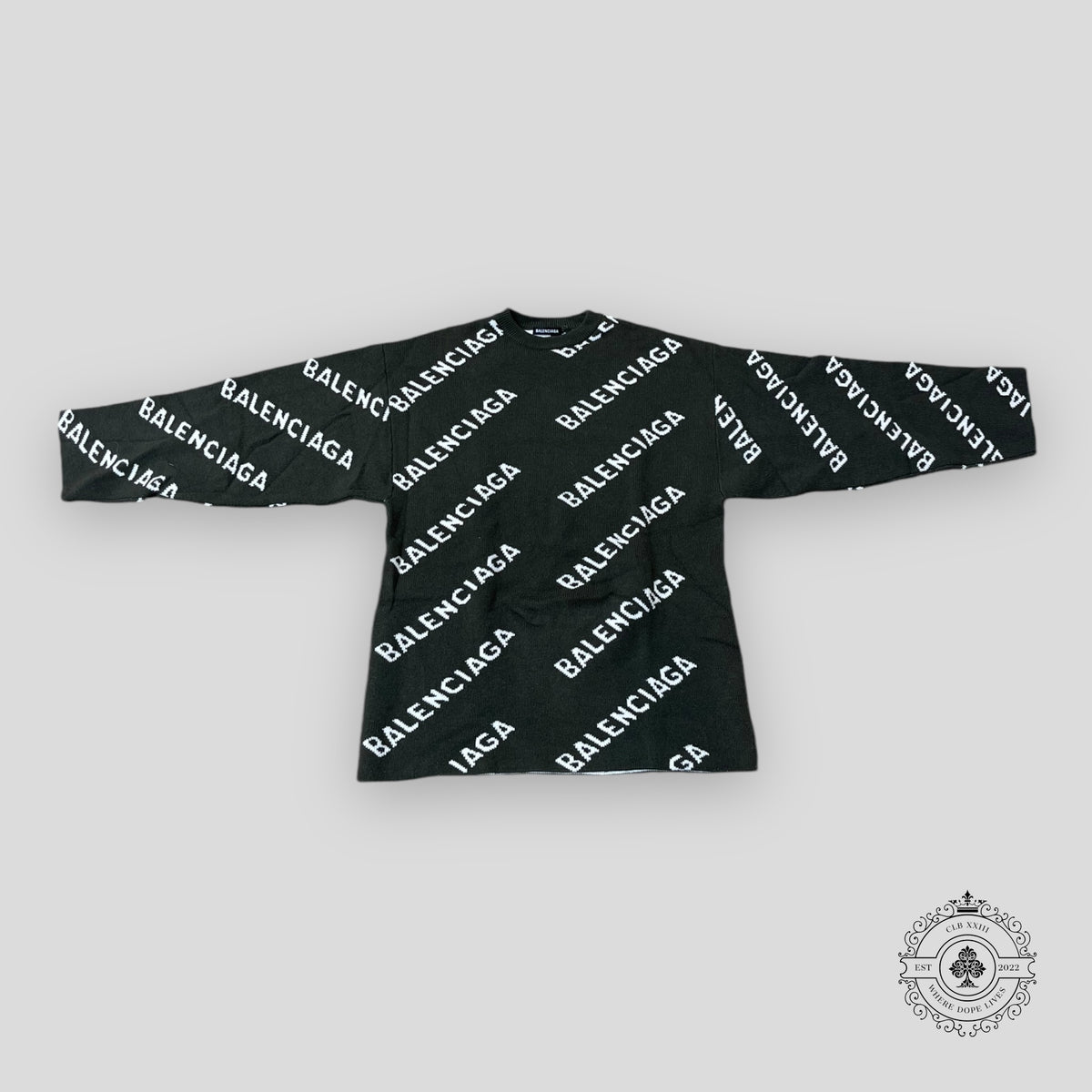 Balenciaga All Over Logo Sweater in Khaki