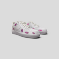 CLB XXIII Matty Boy custom white Air Force 1 Low sneakers featuring pink hand graphics from Atlanta 2025 pop-up.