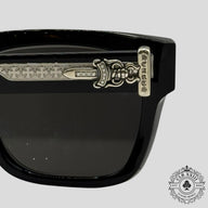 Chrome Hearts Diamond Embellished Box Officer Sunglasses in Black/Silver