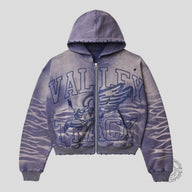 Vale Storm Garden Zip Up Hoodie in Washed Indigo
