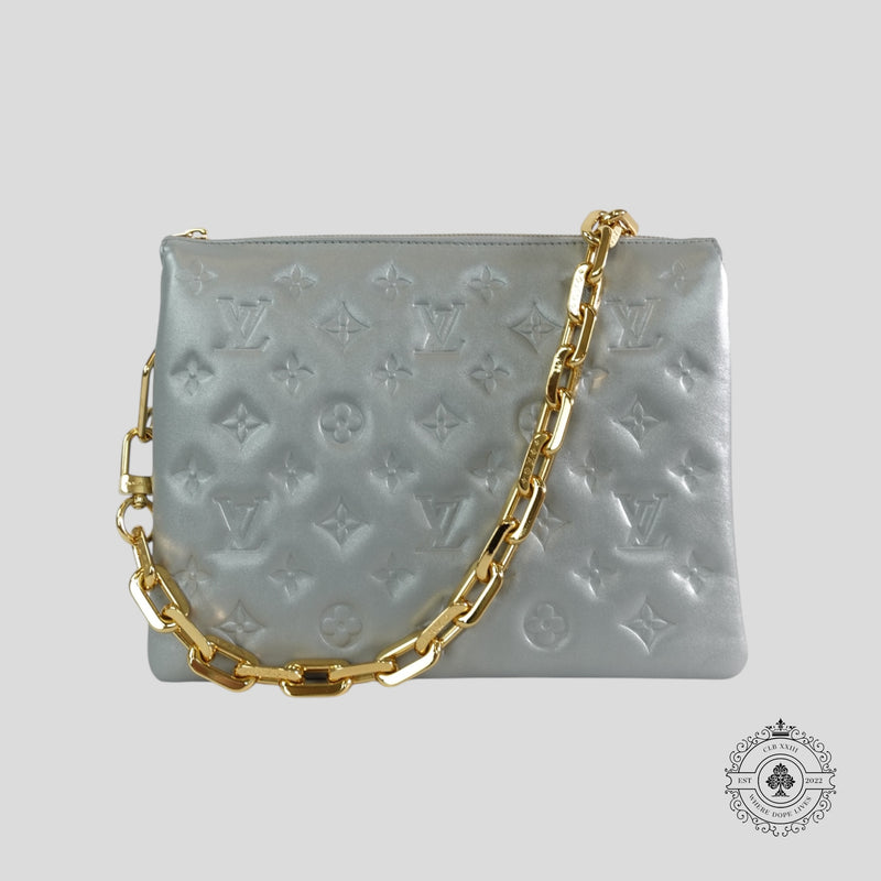 Louis Vuitton Coussin PM Handbag in Silver/Red