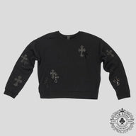 Chrome Hearts Leather Cross Patch Crewneck in Black