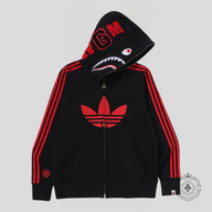 BAPE x adidas Shark Fleece Full Zip Hoodie Black