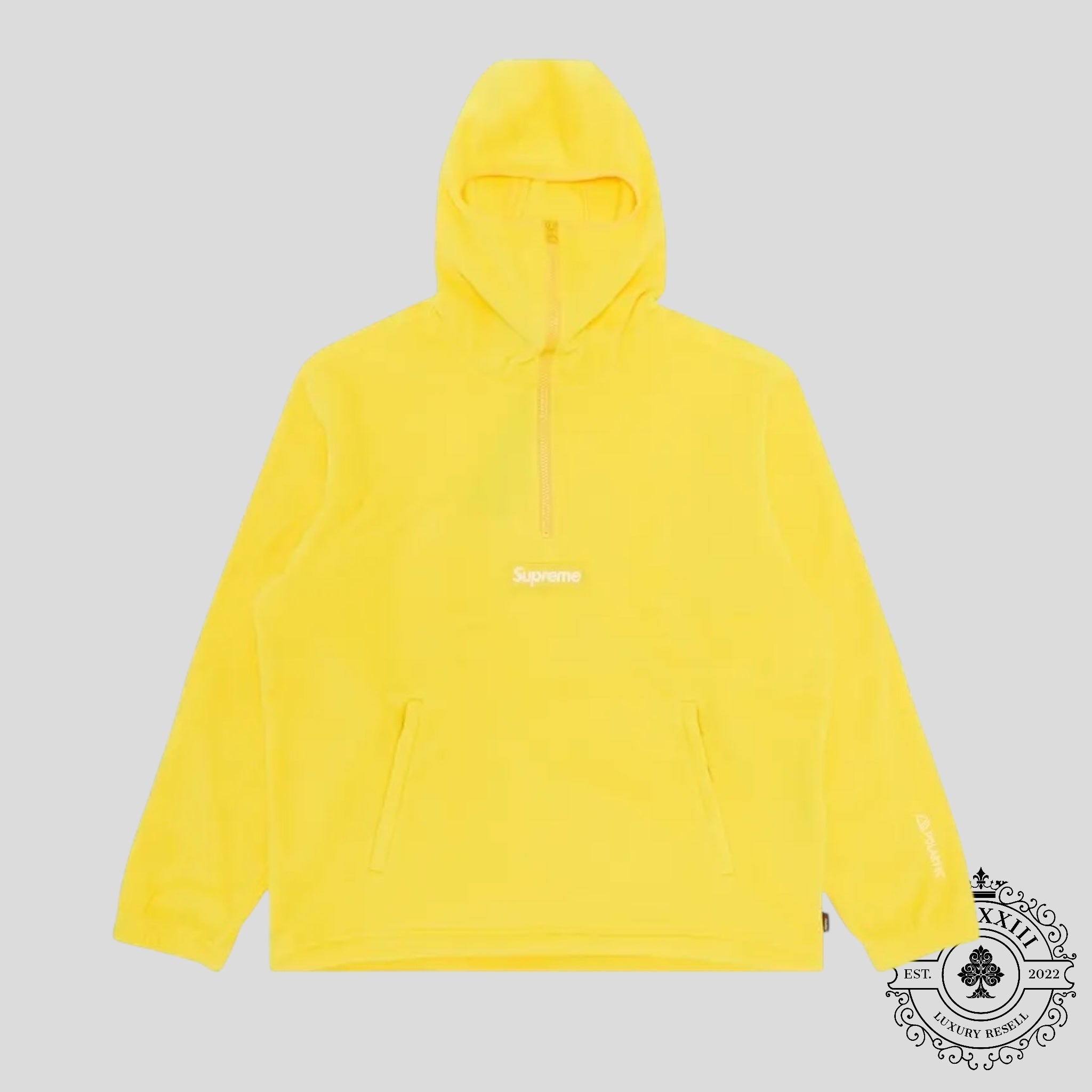 Supreme Polartec Facemask Half Zip Up Hooded Sweatshirt in Yellow