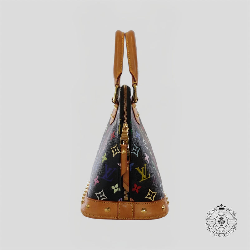 Louis Vuitton x Takashi Murakami Alma PM Monogram Handbag in Black