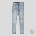 Serenede Distressed Fitted Denim Jeans in Light Wash