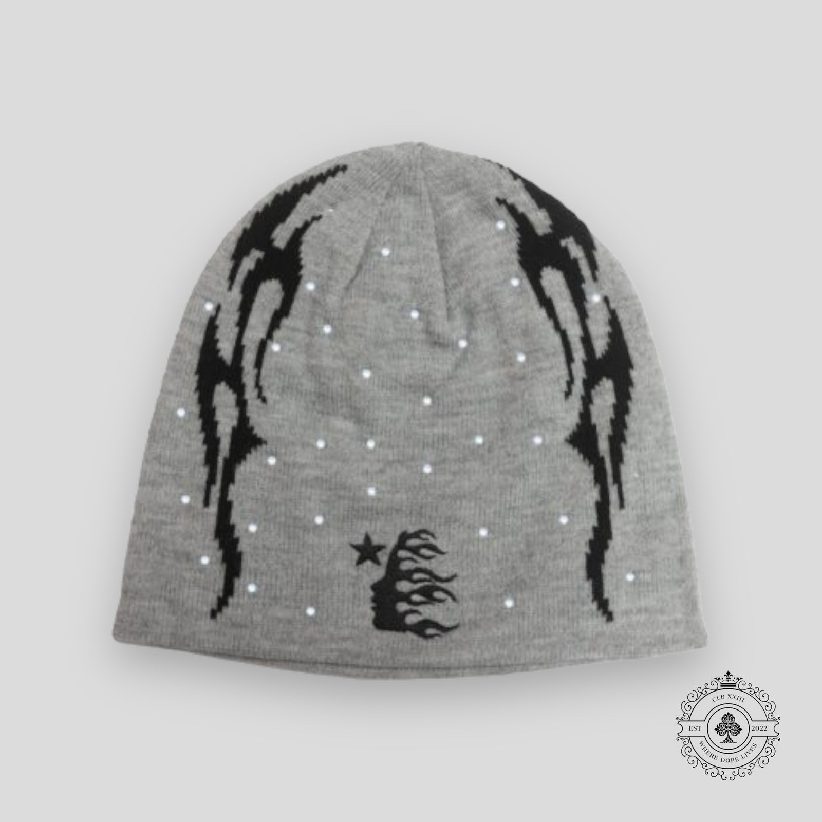 Hellstar Flame Beanie in Grey