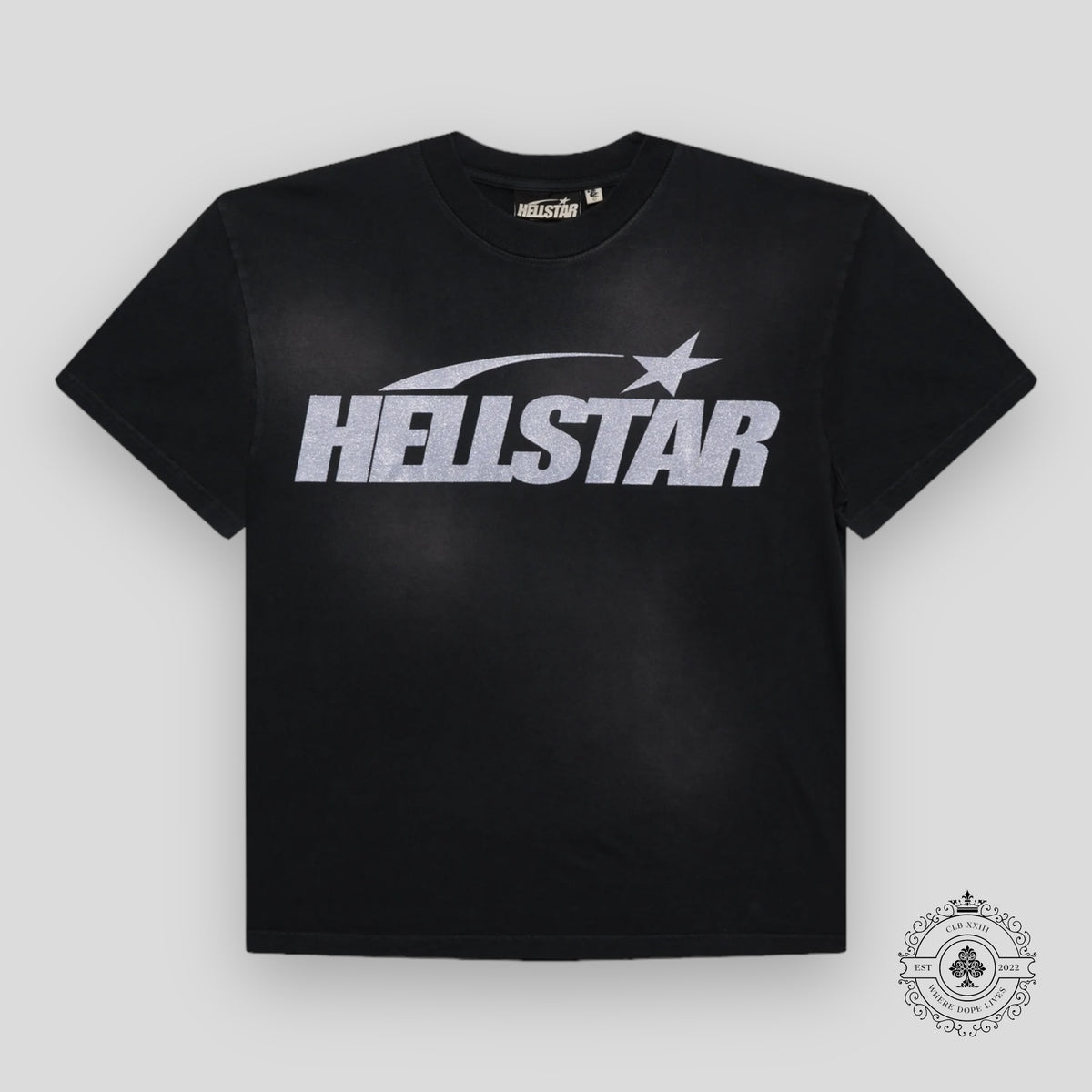 Hellstar Sport Logo Gel T-shirt in Black / Glitter