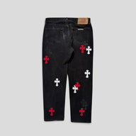 Chrome Hearts Red White Patch Jeans