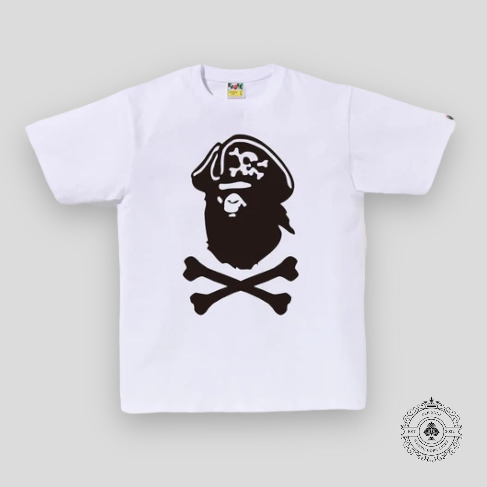 Bape Crossbone Captain Ape Tee in White