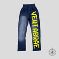 VERTABRAE Sweatpants Washed in Navy/Yellow