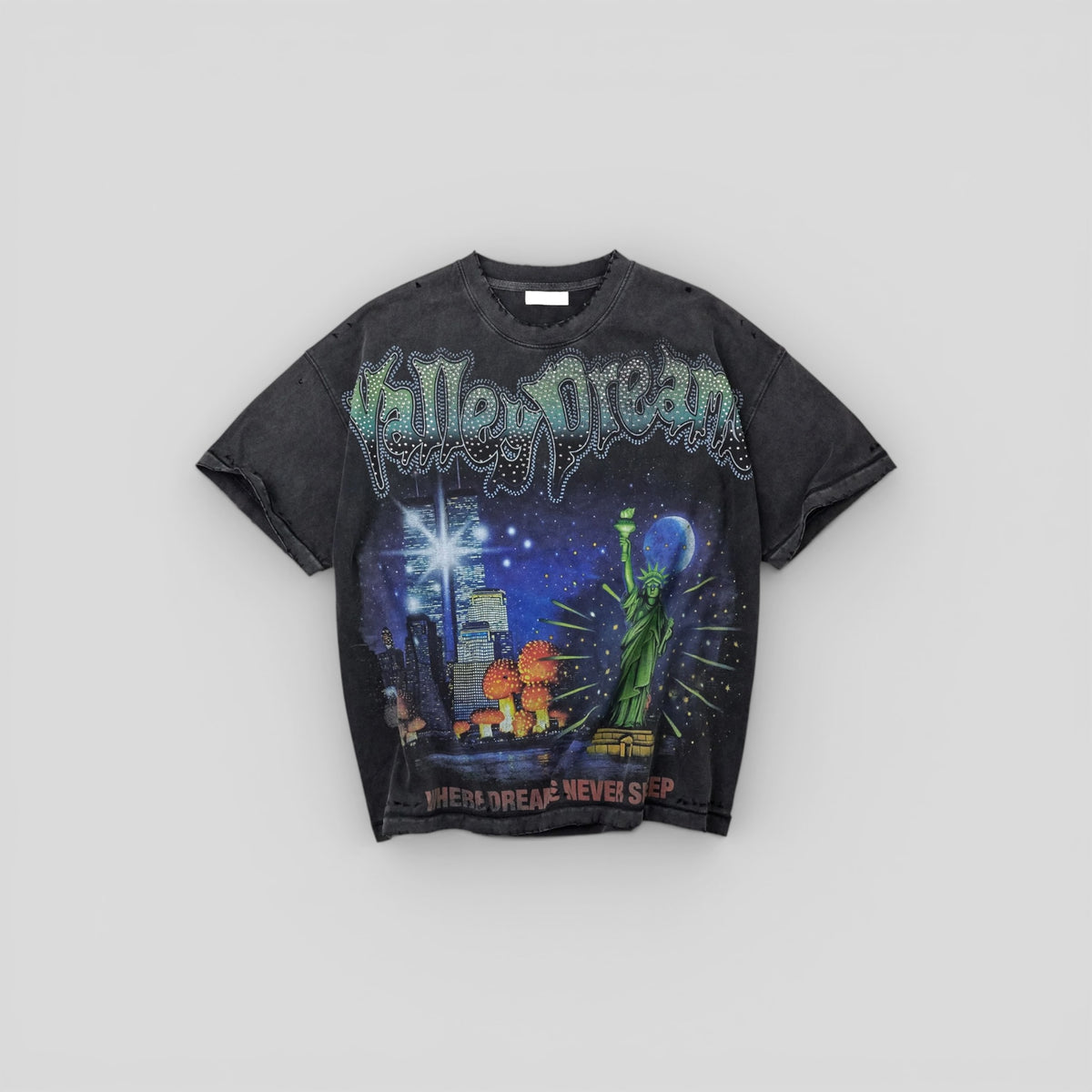 Vale Forever Skyline Bling Tee in Washed Black