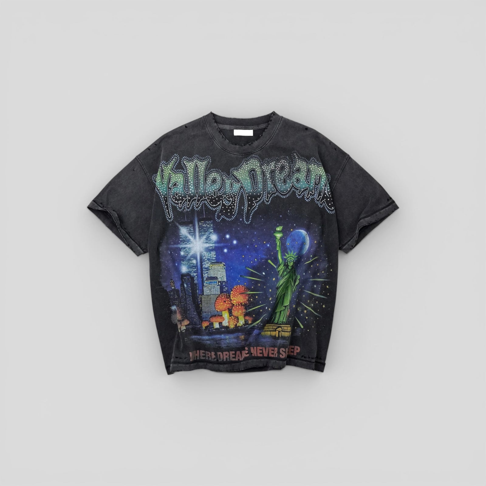 Vale Forever Skyline Bling Tee in Washed Black