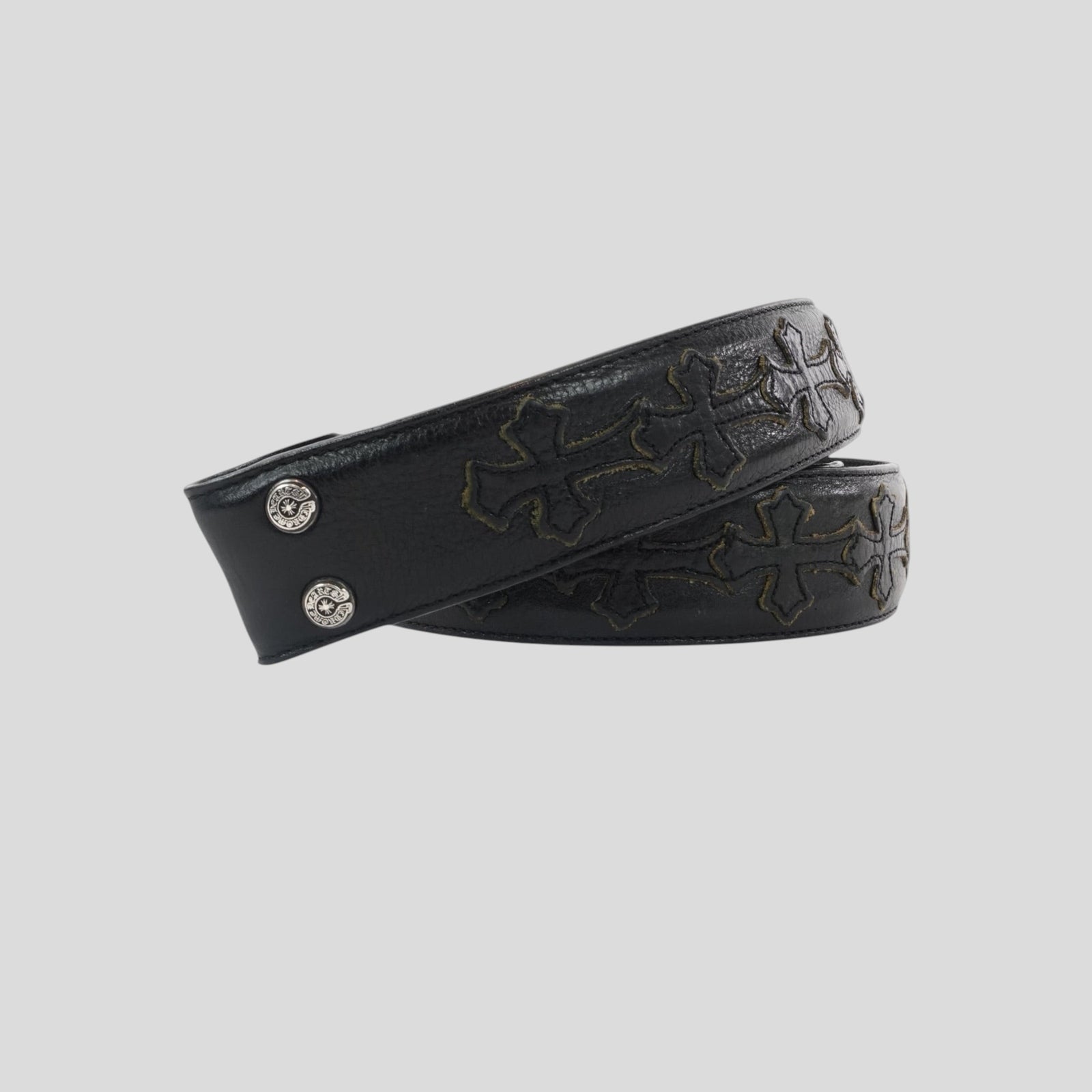 Chrome Hearts Leather Cross Patch Belt Strap