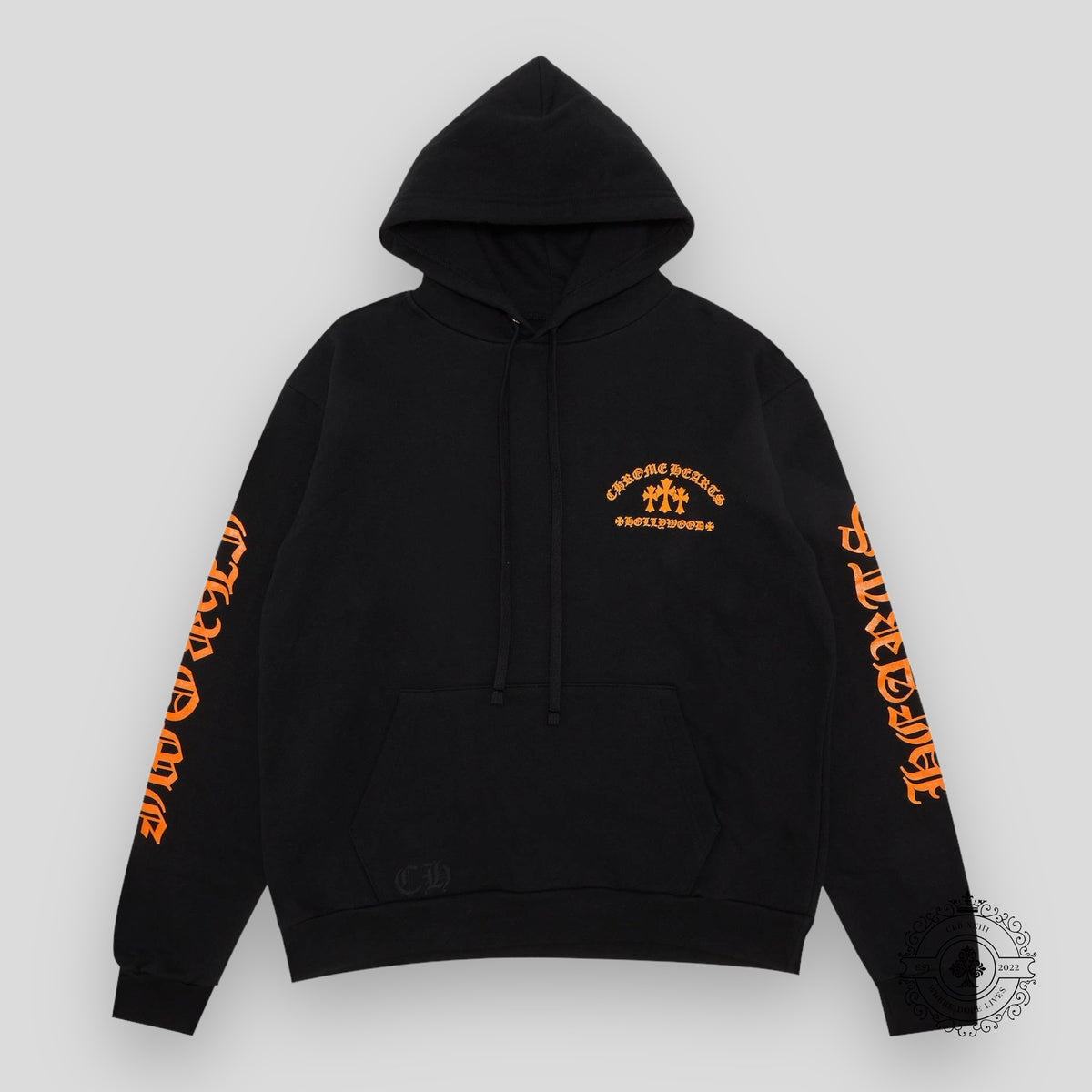 Chrome Hearts Triple Cross Hoodie- Black/Orange