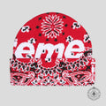 Supreme Bandana Big Logo Beanie in Red