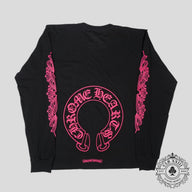 Chrome Hearts Horseshoe Logo Long Sleeve Tee in Black/Pink