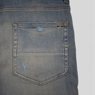 AMIRI PLAID THRASHER JEANS - CLAY INDIGO