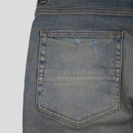 AMIRI PLAID THRASHER JEANS - CLAY INDIGO