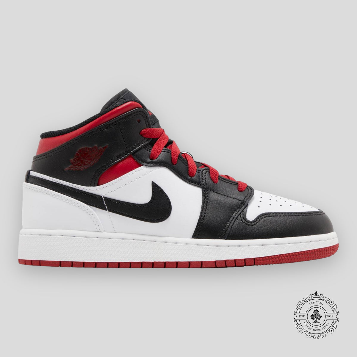 Air Jordan 1 Mid GS Gym Red Black Toe