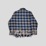 Amiri Bleached Heavy Flannel Button Up in Petrol Blue