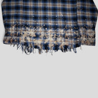 Amiri Bleached Heavy Flannel Button Up in Petrol Blue
