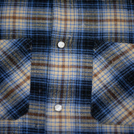 Amiri Bleached Heavy Flannel Button Up in Petrol Blue
