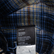 Amiri Bleached Heavy Flannel Button Up in Petrol Blue