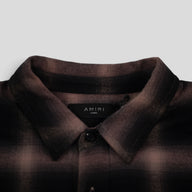 Amiri Gradient Shadow Plaid Shirt in Dark Brown