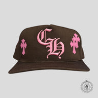 Chrome Hearts Leather Cross Patch Hat in Brown / Pink