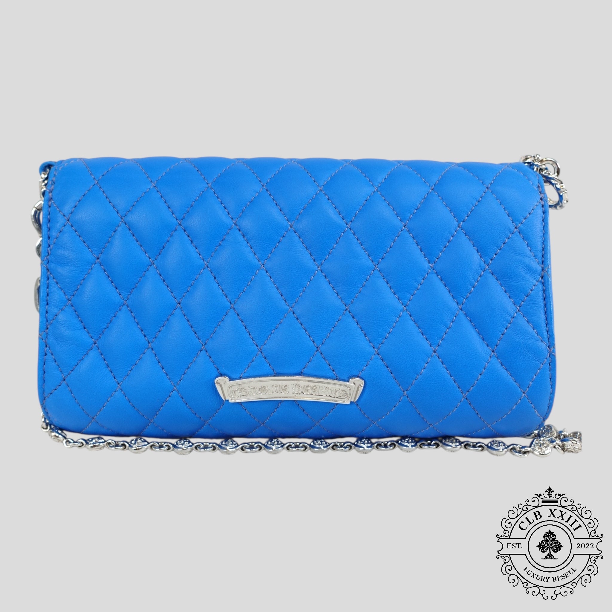 Chrome Hearts Quilted Purse in Light Blue