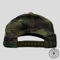 Chrome Hearts Leather Triple Cross Trucker Hat in Camo/Orange