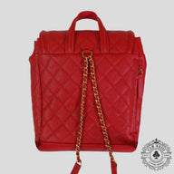 Chanel Caviar Leather Filigree Backpack in Red