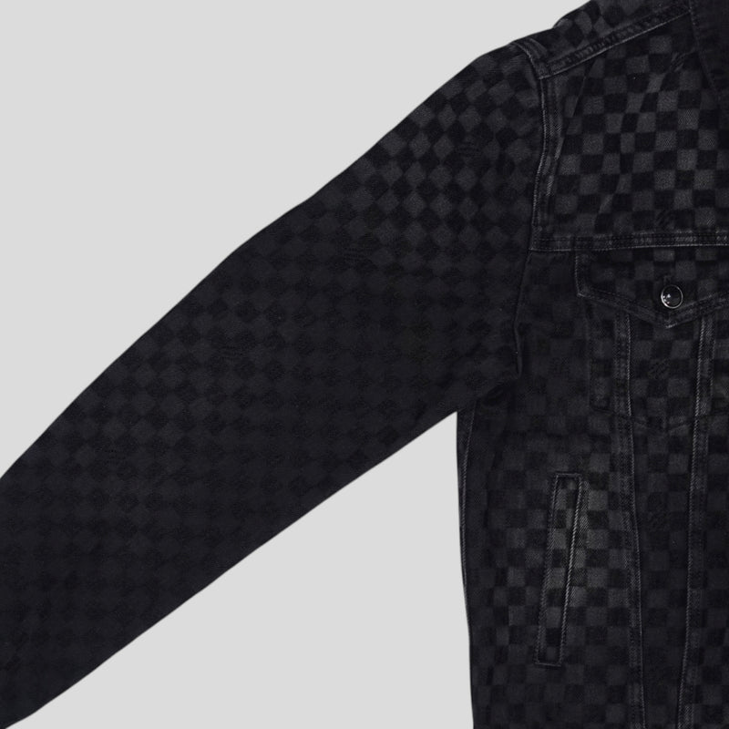 Louis Vuitton Damier Ultrablack Flocked Denim Trucker Jacket in Black