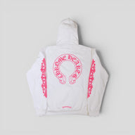 Chrome Hearts Horseshoe Logo Hoodie in White/Pink