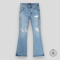 Purple Brand Light Indigo Ripped Flare Jeans