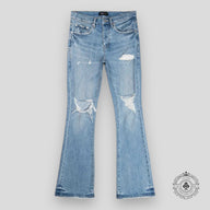 Purple Brand Light Indigo Ripped Flare Jeans