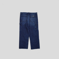 CLB XXIII Chrome Hearts Double Turbo Diesel dark wash cotton carpenter pants, back view with branded metal hardware.