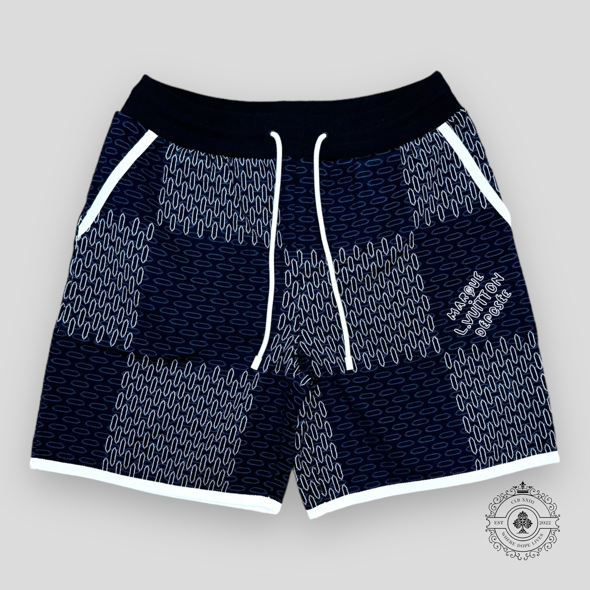 Louis Vuitton Tennis Damier Quilted Cotton Shorts in Navy Blue