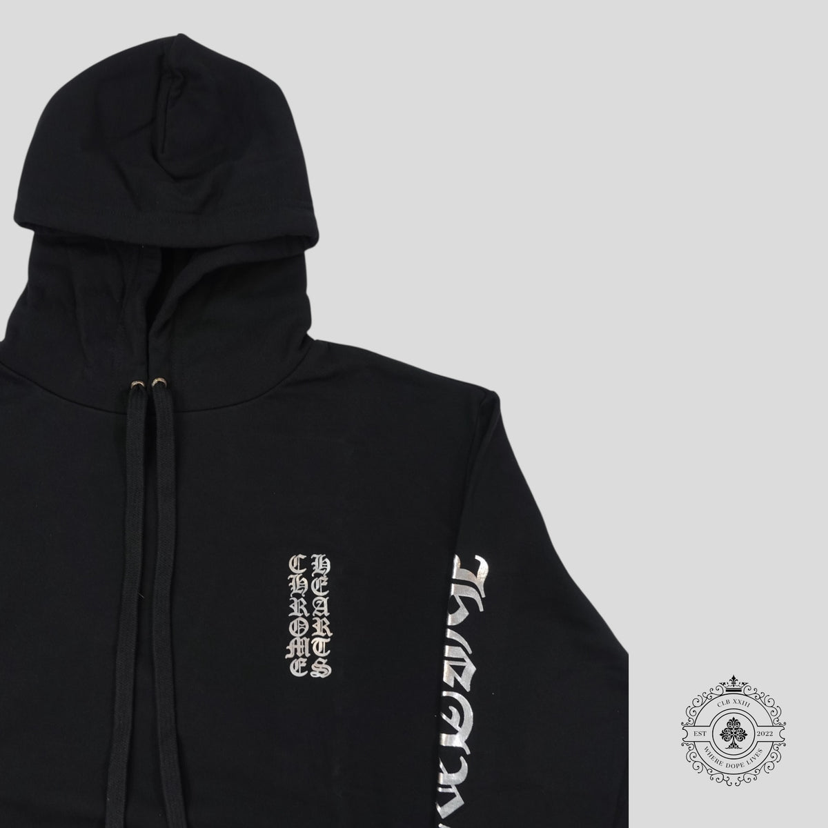 Chrome Hearts 1988 Vertical Logo Hoodie in Black/Silver