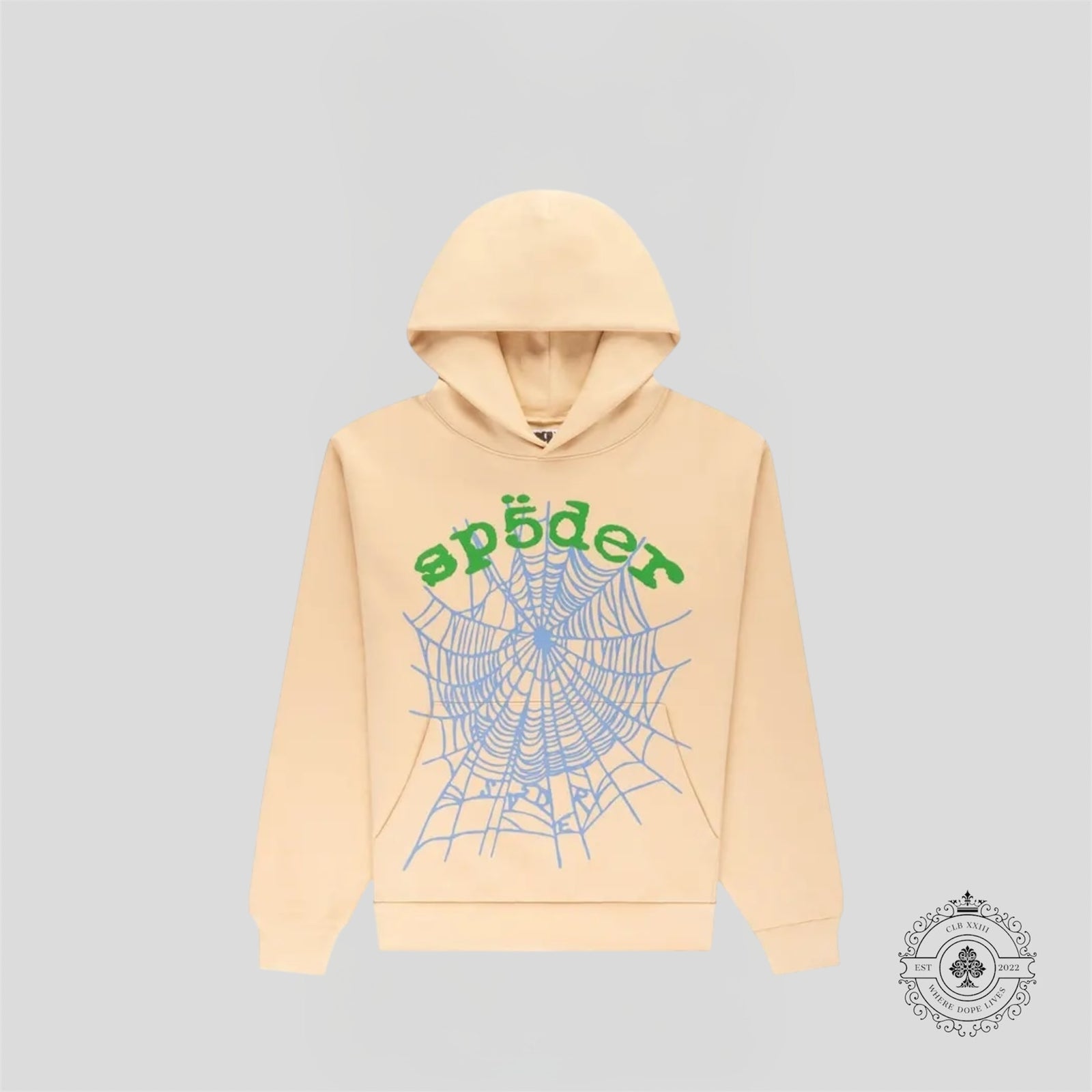 Sp5der Og Web V2 Hoodie in Cream