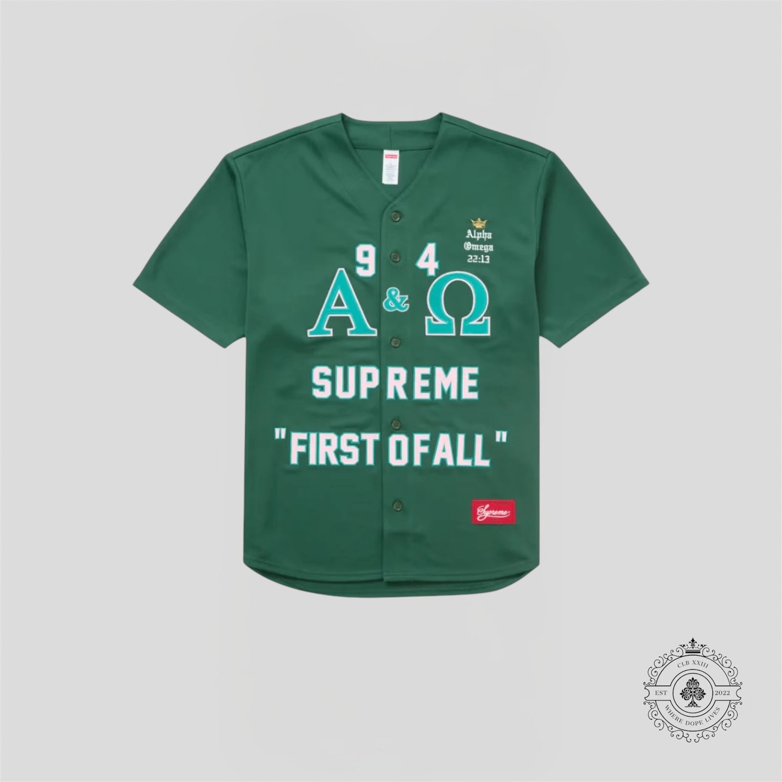Supreme Alpha Omega Baseball Jersey in Green