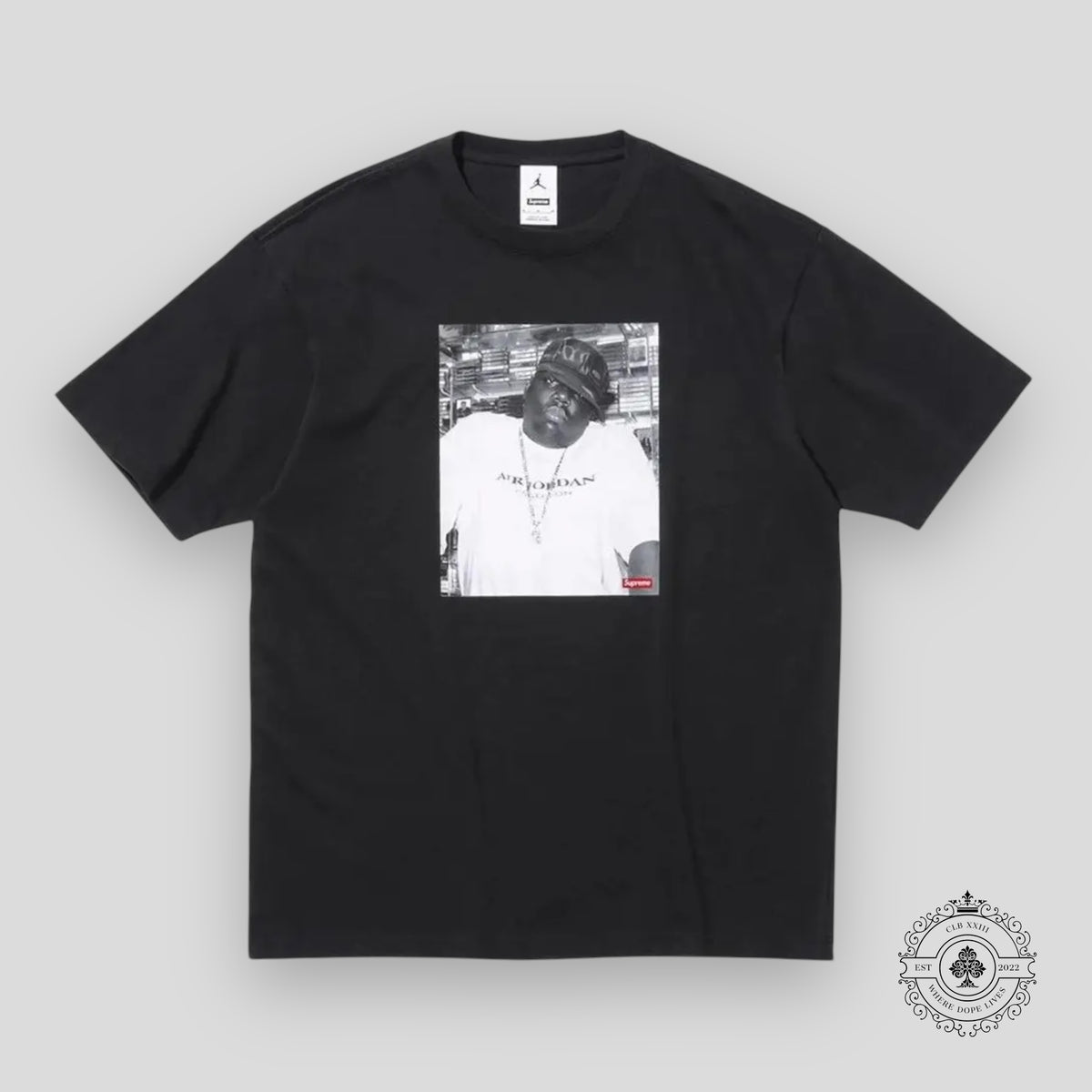 Supreme X Air Jordan Biggie Smalls Tee in Black