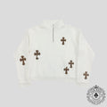 Chrome Hearts Leopard Patch Quarter Zip in White