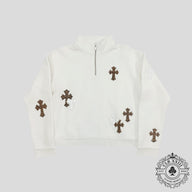 Chrome Hearts Leopard Patch Quarter Zip in White