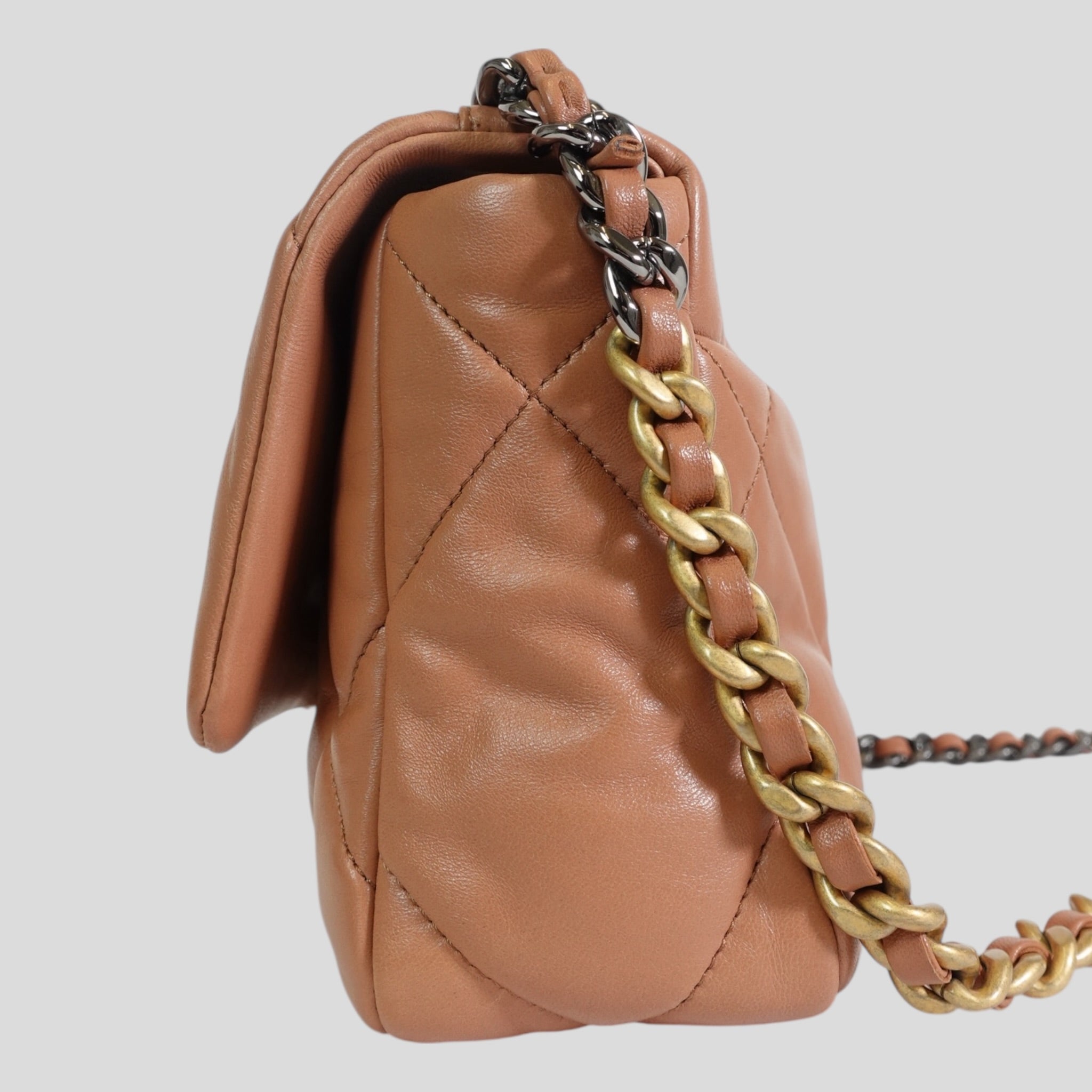 Chanel 19 Lambskin Quilted Medium Flap Bag in Brown