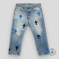 Chrome Hearts Blue Cross Patch Jeans